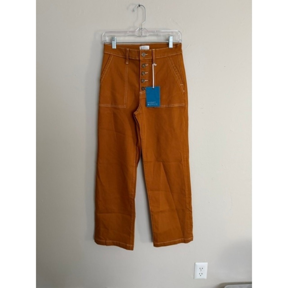 Market & Spruce Womens Rust Orange High Rise Button Fly Wide Leg Pants Size 2 - Picture 1 of 3